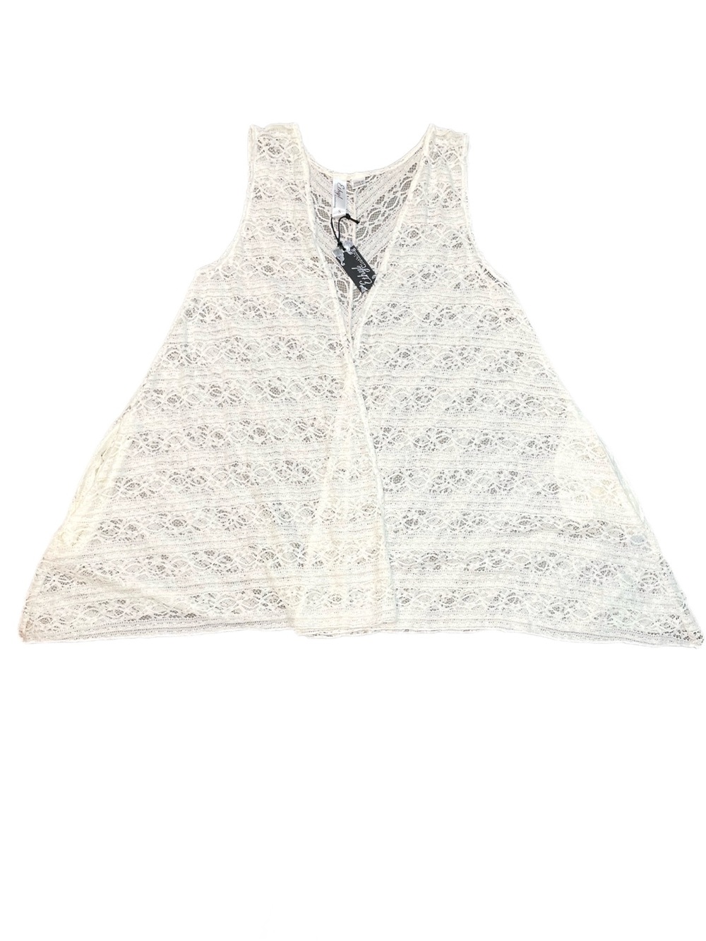 NWT Ethyl Clothing Sleeveless Open Front Lace Cardigan Size Small
